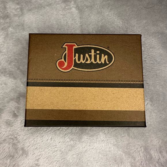 Justin RFID Front Pocket Wallet Brown Genuine Leather Suede Western Boot Stitch - Picture 8 of 9